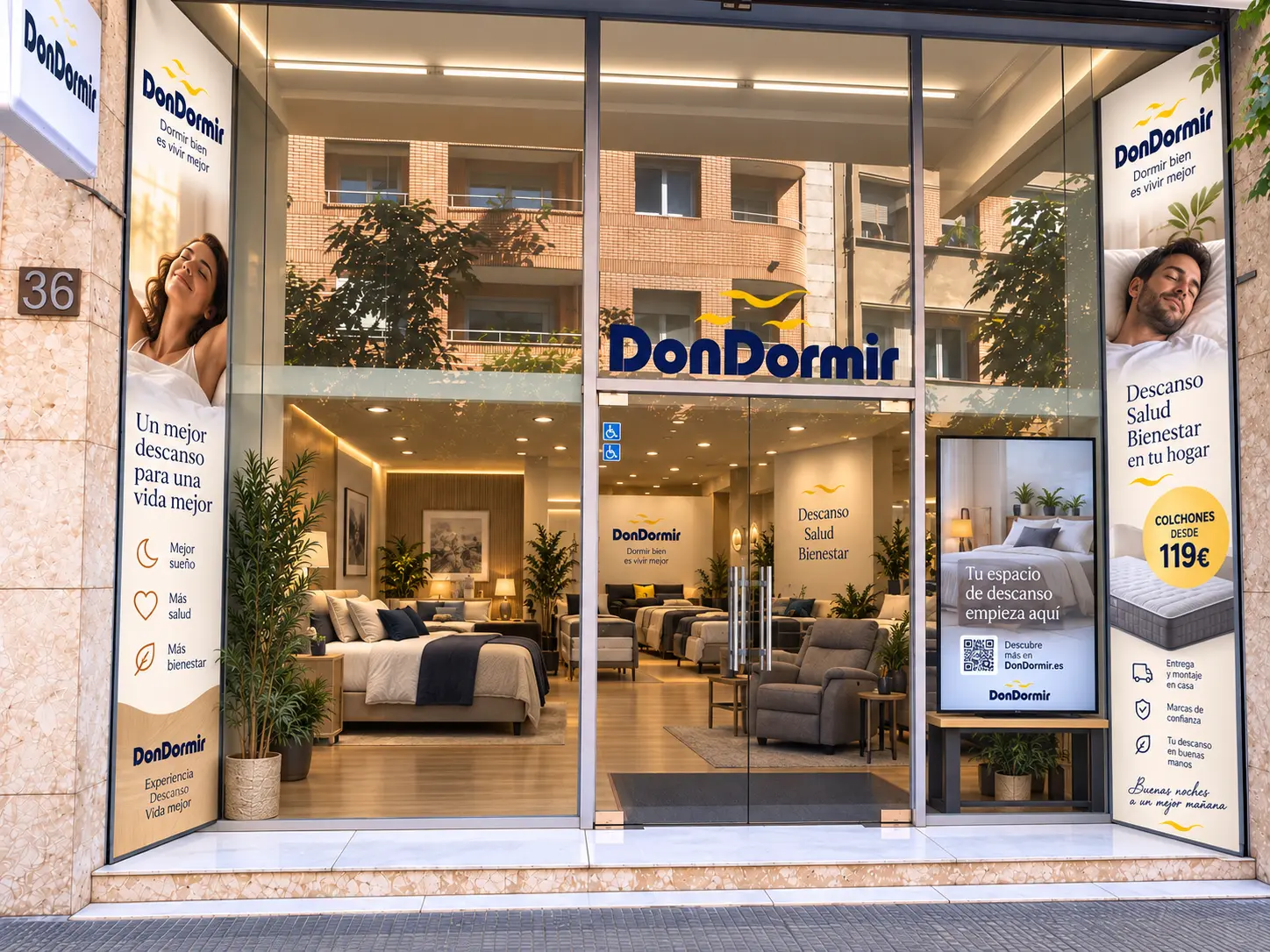 Fachada e interior de la tienda Don Dormir en Carrer de Pi i Margall, 36, Lleida